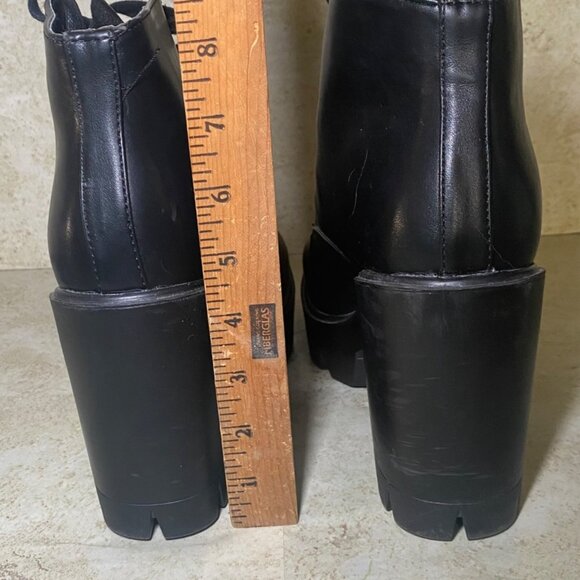 Black Platform Combat Boots Chunky Heel Lug Sole Lace Up Ankle Booties - Picture 5 of 9